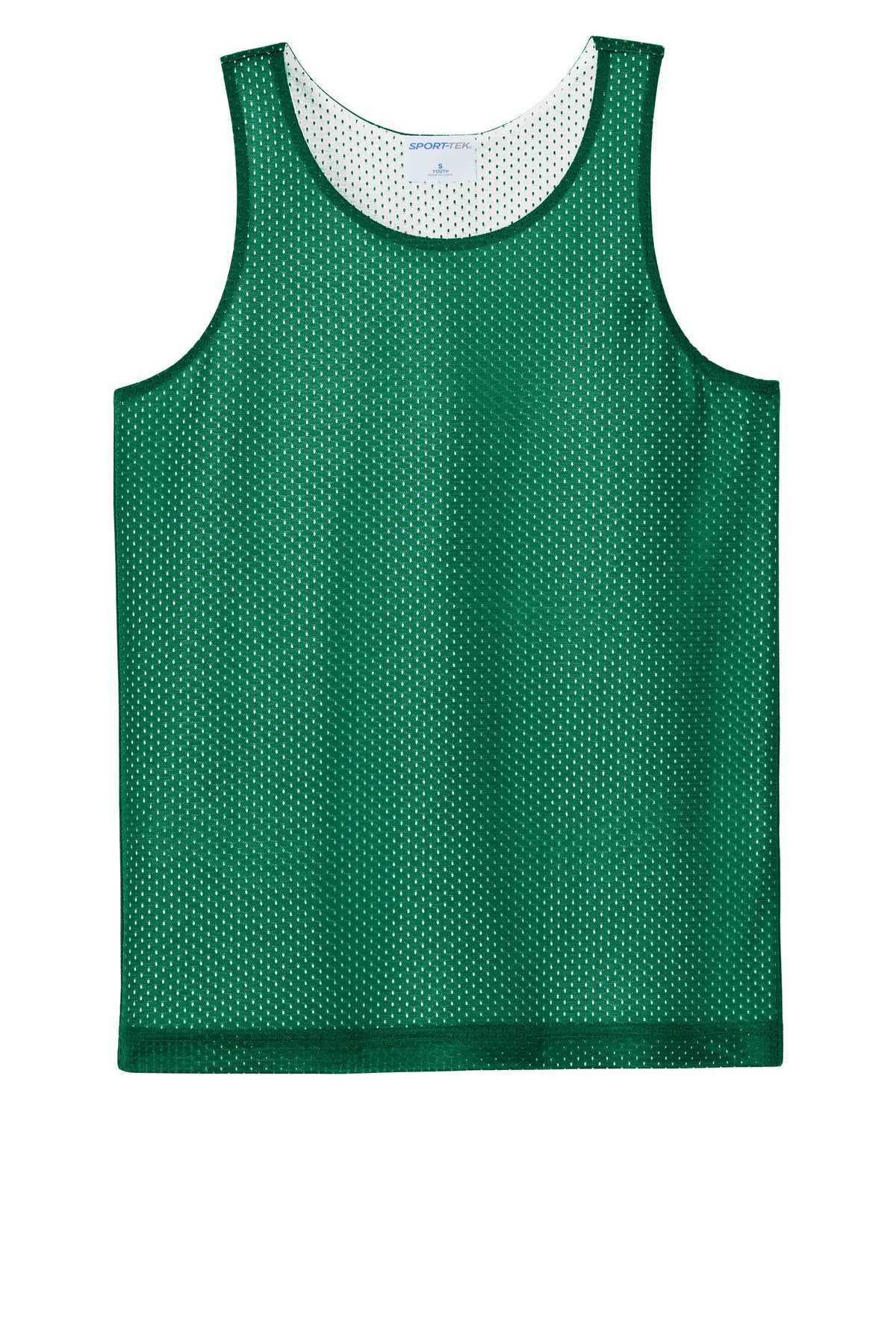 Front View of KllyGr/Wht Sport-Tek Youth PosiCharge Reversible Mesh Tank YST5000