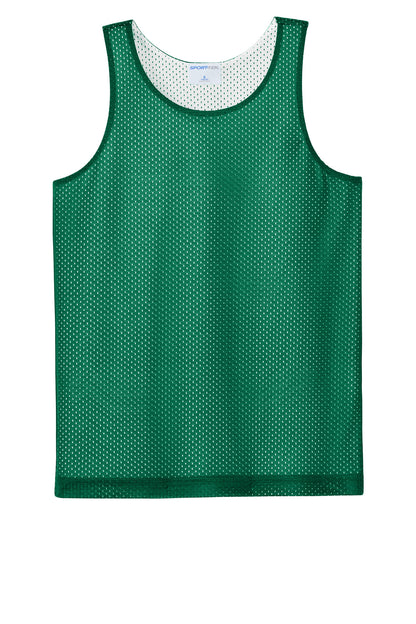 Front View of KllyGr/Wht Sport-Tek Youth PosiCharge Reversible Mesh Tank YST5000