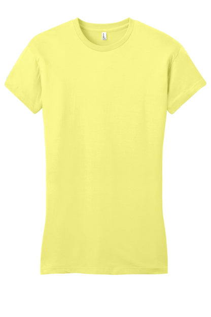 Front View of Lemon Yellow District Women's Fitted Very Important Tee . DT6001