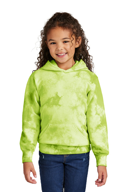 Front View of LemonLime Port & Company Youth Crystal Tie-Dye Pullover Hoodie PC144Y