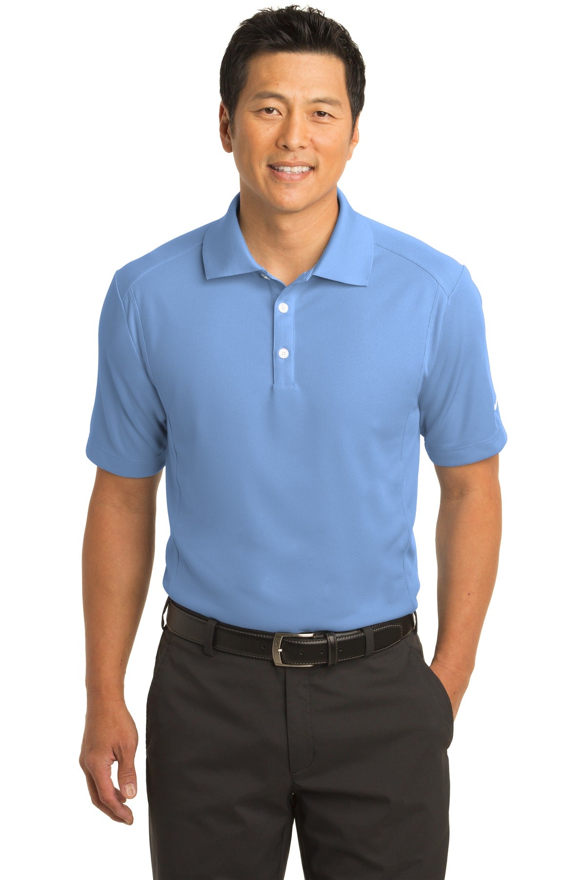 Front View of Light Blue Nike Dri-FIT Classic Polo. 267020