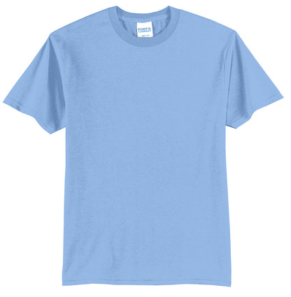Front View of Light Blue Port & Company Tall Core Blend Tee. PC55T