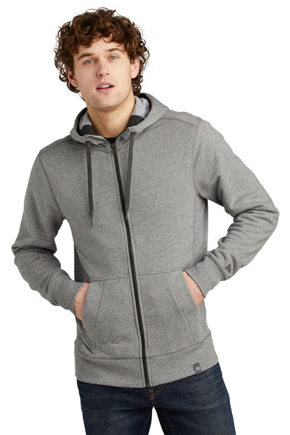 Front View of Light Graph Tw New Era French Terry Full-Zip Hoodie. NEA502