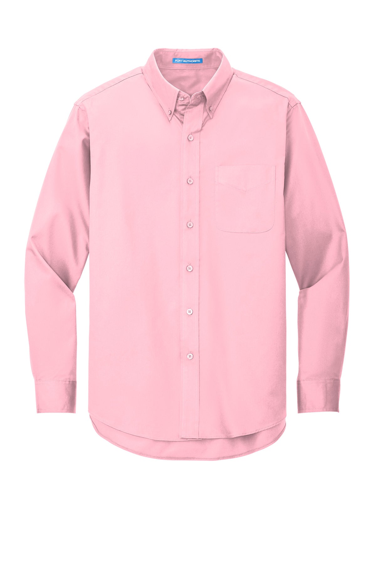 Front View of Light Pink Port Authority Extended Size Long Sleeve Easy Care Shirt S608ES