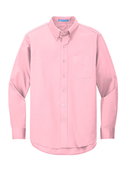 Front View of Light Pink Port Authority Extended Size Long Sleeve Easy Care Shirt S608ES