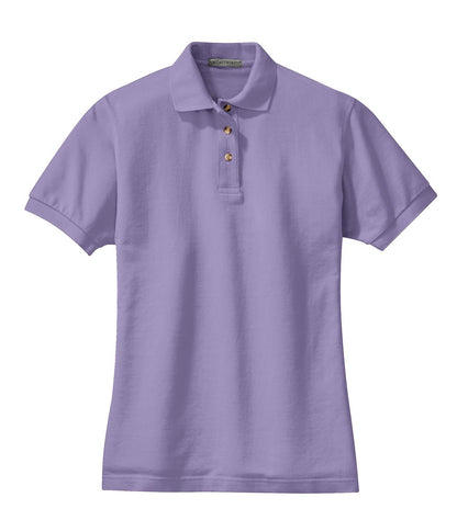 Front View of Lilac Port Authority Women's Heavyweight Cotton Pique Polo. L420