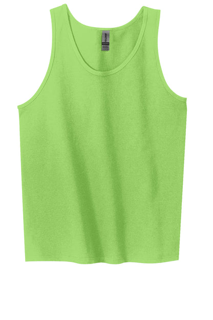 Front View of Lime Gildan - Ultra Cotton 100% US Cotton Tank Top. 2200