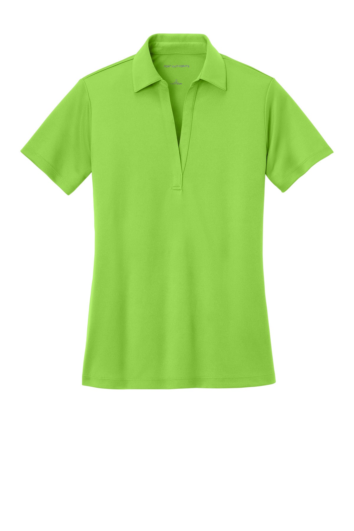Front View of Lime Port Authority Women's Silk Touch Performance Polo. L540