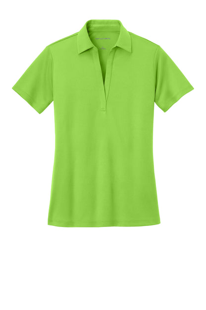 Front View of Lime Port Authority Women's Silk Touch Performance Polo. L540