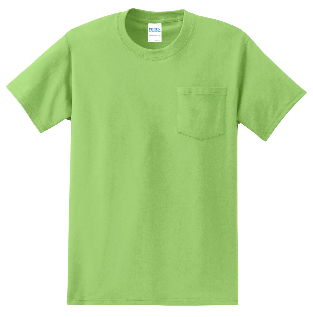 Front View of Lime Port & Company - Tall Essential Pocket Tee. PC61PT