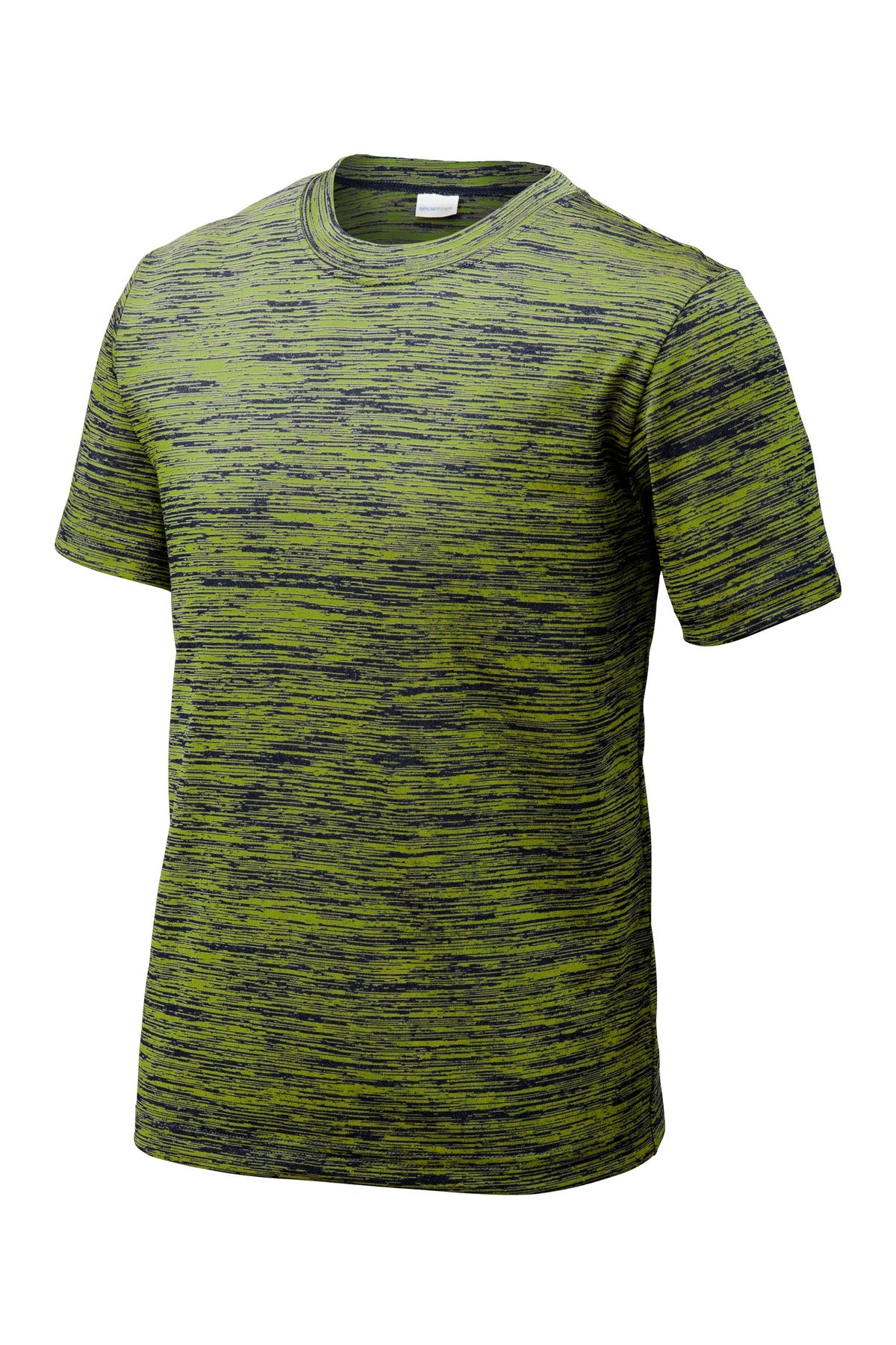 Front View of Lime Sh-T Ny E Sport-Tek Youth PosiCharge Electric Heather Tee. YST390