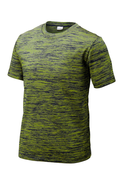 Front View of Lime Sh-T Ny E Sport-Tek Youth PosiCharge Electric Heather Tee. YST390