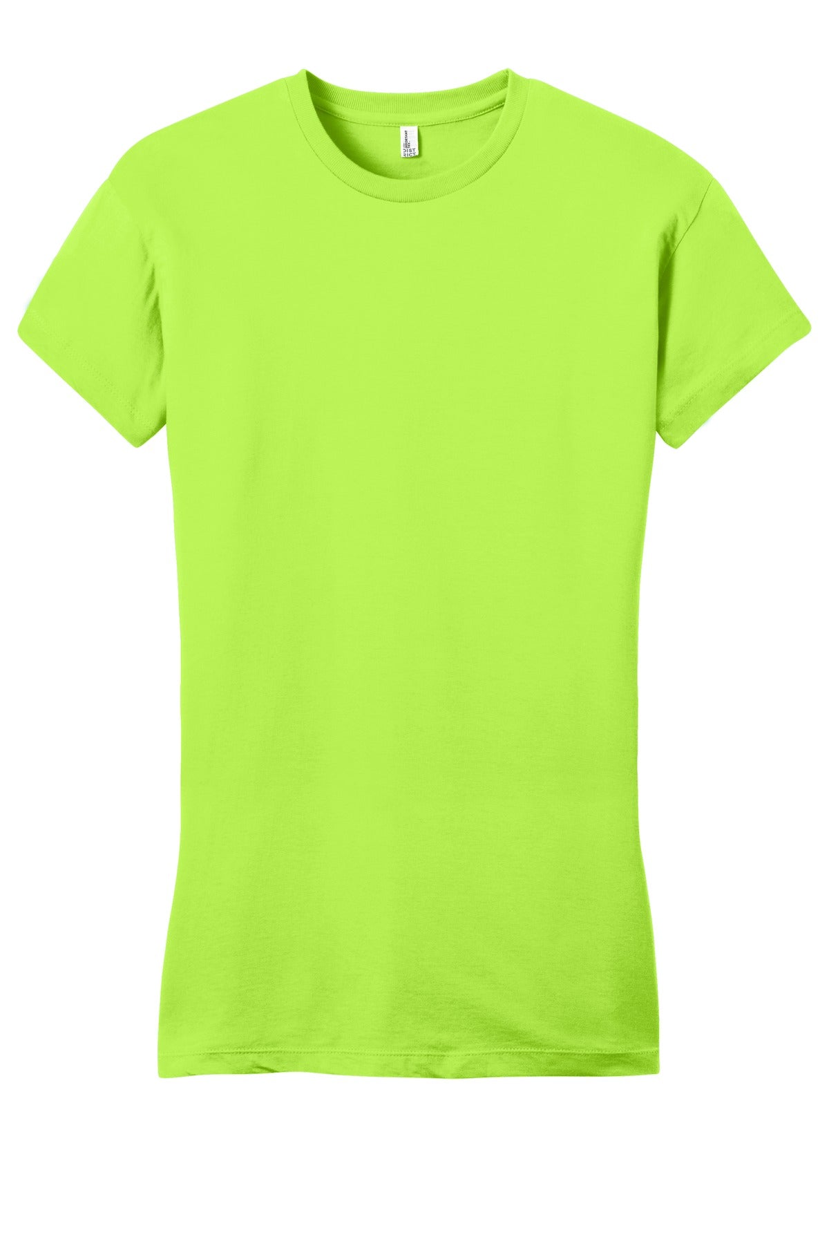 Front View of Lime Shock District Women's Fitted Very Important Tee . DT6001