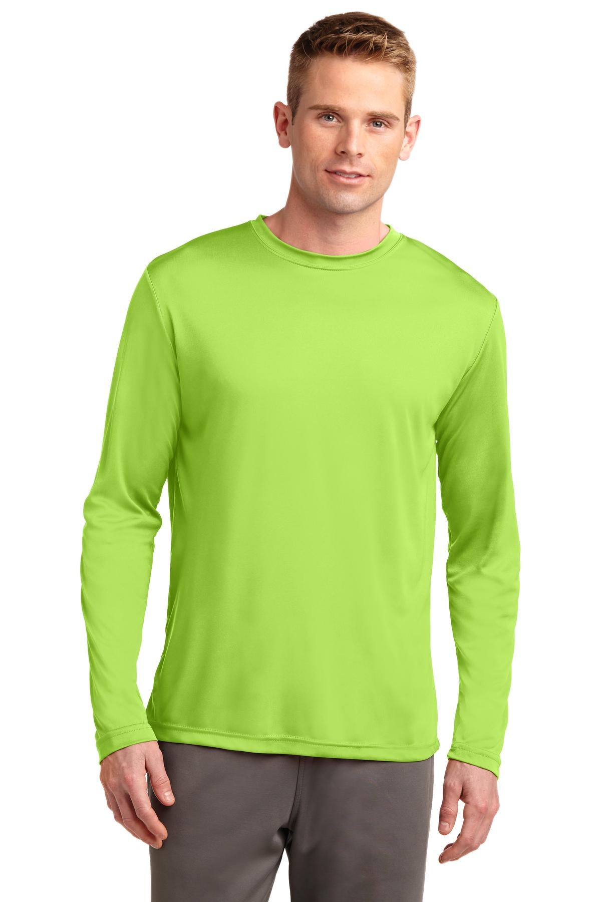Front View of Lime Shock Sport-Tek Tall Long Sleeve PosiCharge Competitor Tee. TST350LS