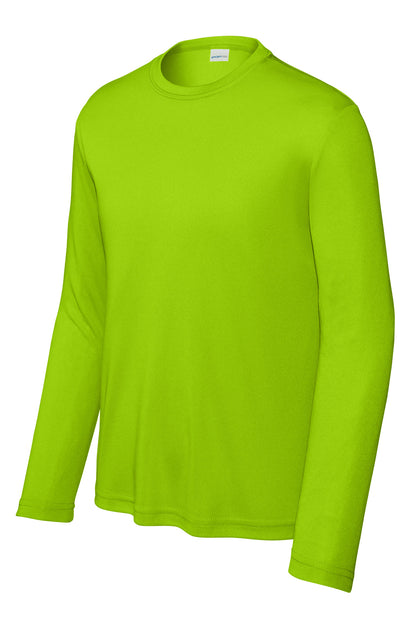 Front View of Lime Shock Sport-Tek Youth Long Sleeve PosiCharge Competitor Tee. YST350LS