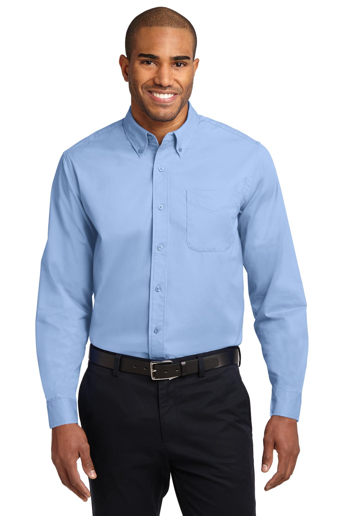 Front View of Lt Blue/Lt Stn Port Authority Extended Size Long Sleeve Easy Care Shirt S608ES