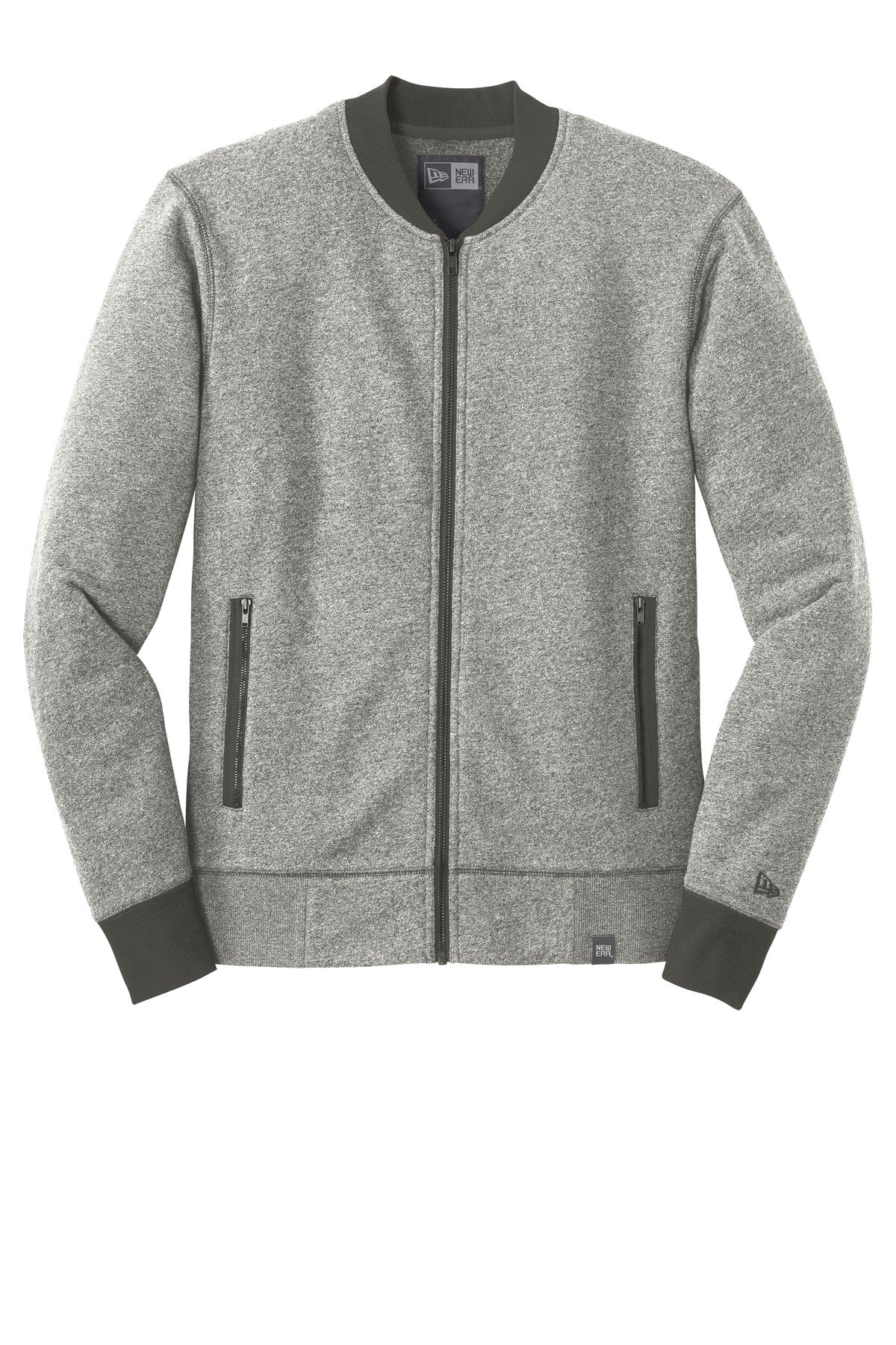 Front View of Lt Grph Tw/Gph New Era French Terry Baseball Full-Zip. NEA503