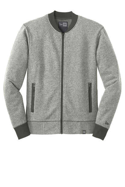 Front View of Lt Grph Tw/Gph New Era French Terry Baseball Full-Zip. NEA503