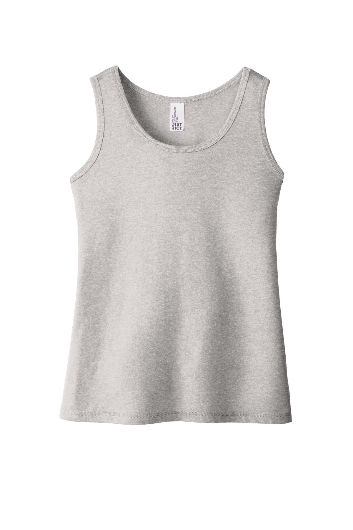 Front View of Lt Hthr Grey District Girls V.I.T. Tank DT6303YG