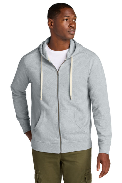 Front View of Lt Hthr Grey District Re-Fleece Full-Zip Hoodie DT8102
