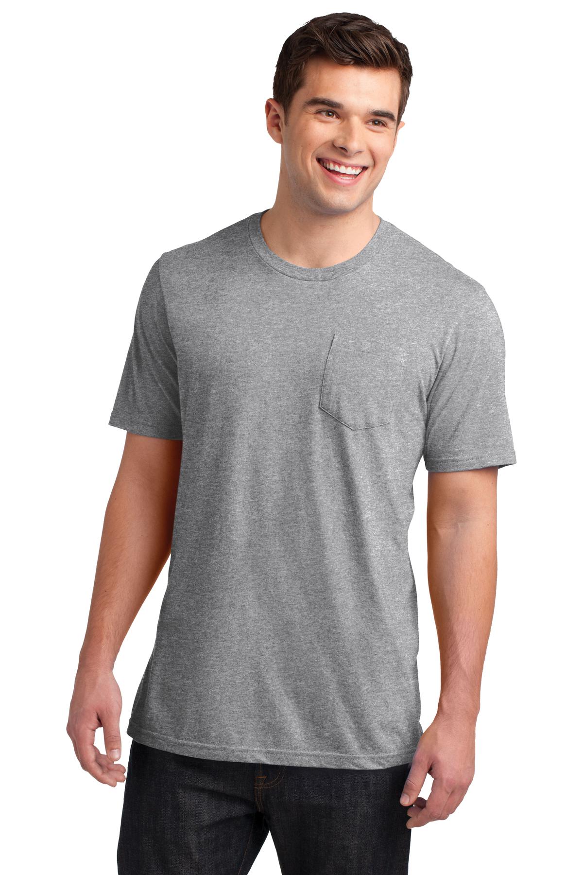 Front View of Lt Hthr Grey District Very Important Tee with Pocket. DT6000P