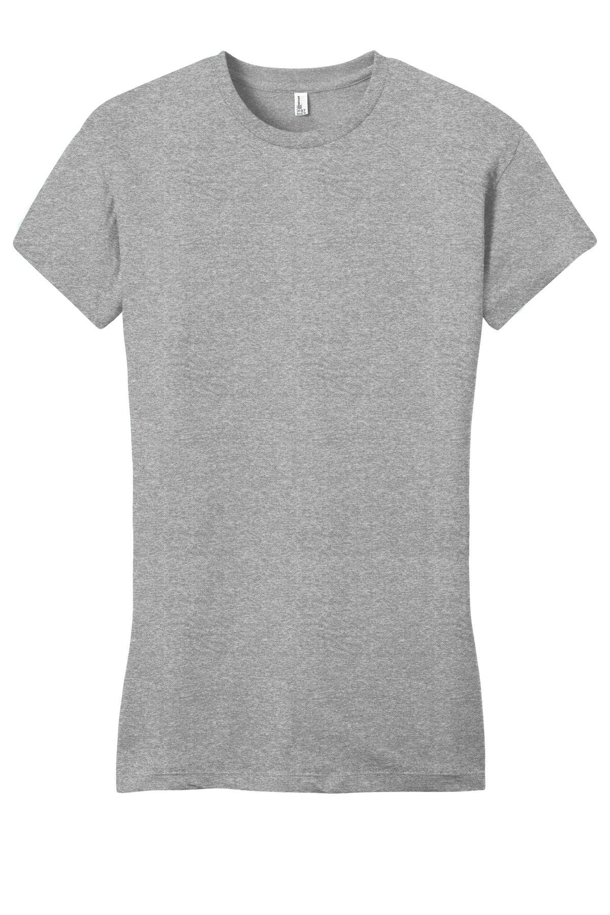 Front View of Lt Hthr Grey District Women's Fitted Very Important Tee . DT6001
