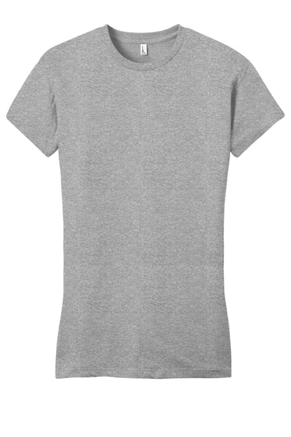 Front View of Lt Hthr Grey District Women's Fitted Very Important Tee . DT6001