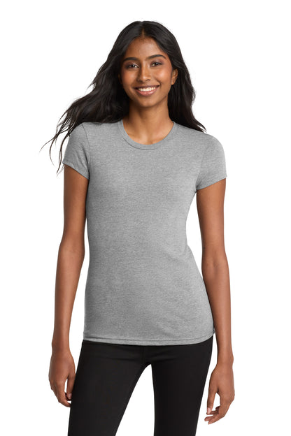 Front View of Lt Hthr Grey District Women's Fitted Very Important Tee . DT6001