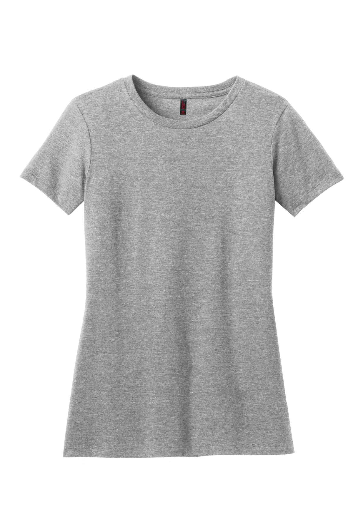 Front View of Lt Hthr Grey District Women's Perfect Blend CVC Tee. DM108L