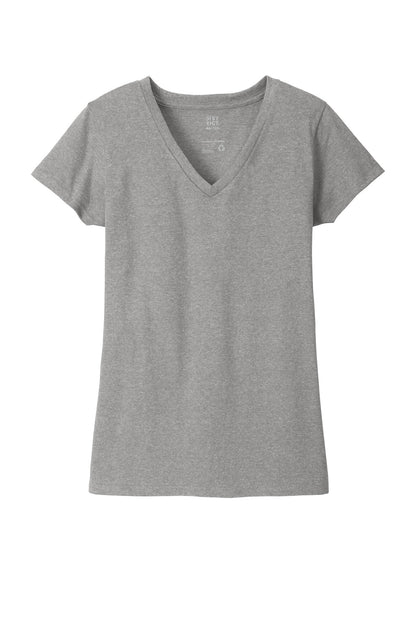 Front View of Lt Hthr Grey District Women's Re-Tee V-Neck DT8001