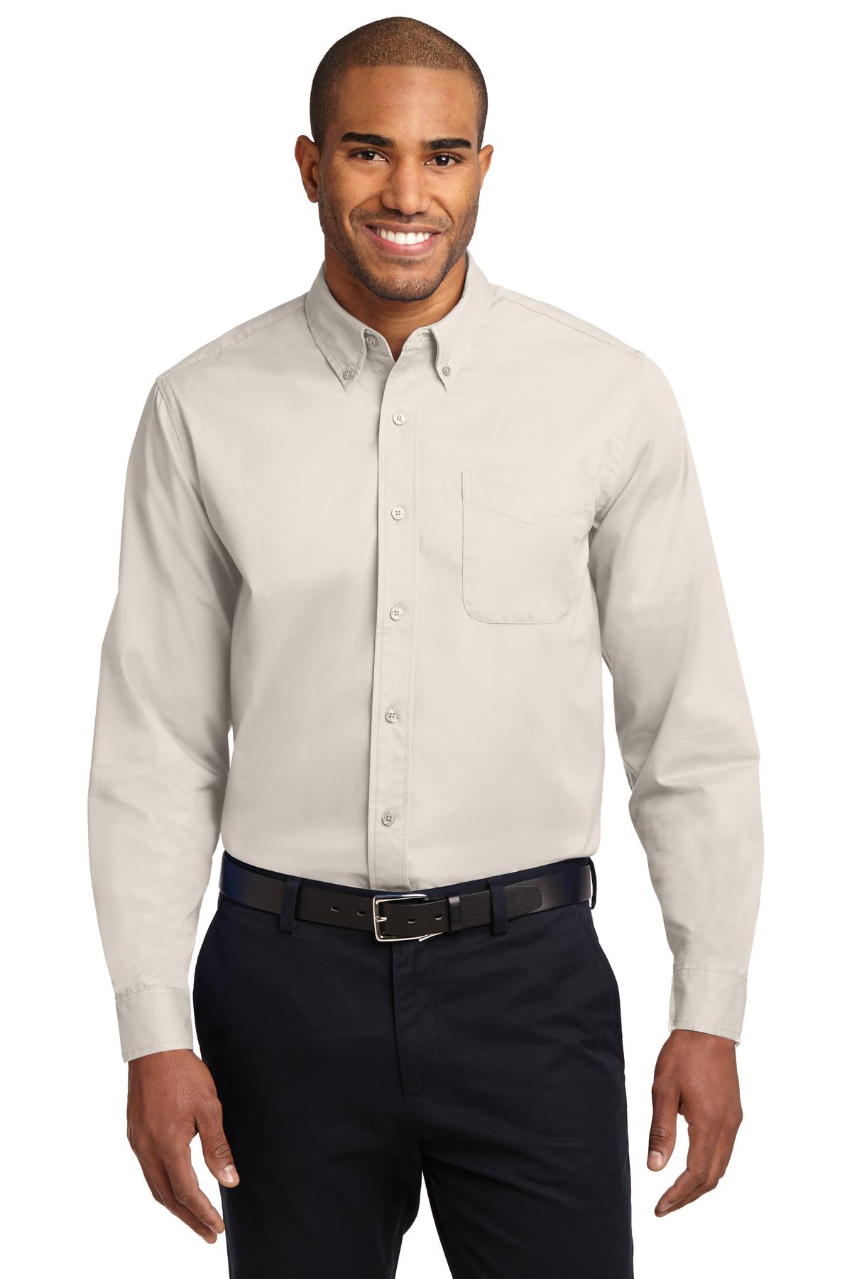 Front View of LT STN/CLSC NY Port Authority Extended Size Long Sleeve Easy Care Shirt S608ES