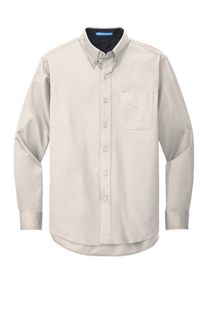 Front View of LT STN/CLSC NY Port Authority Extended Size Long Sleeve Easy Care Shirt S608ES