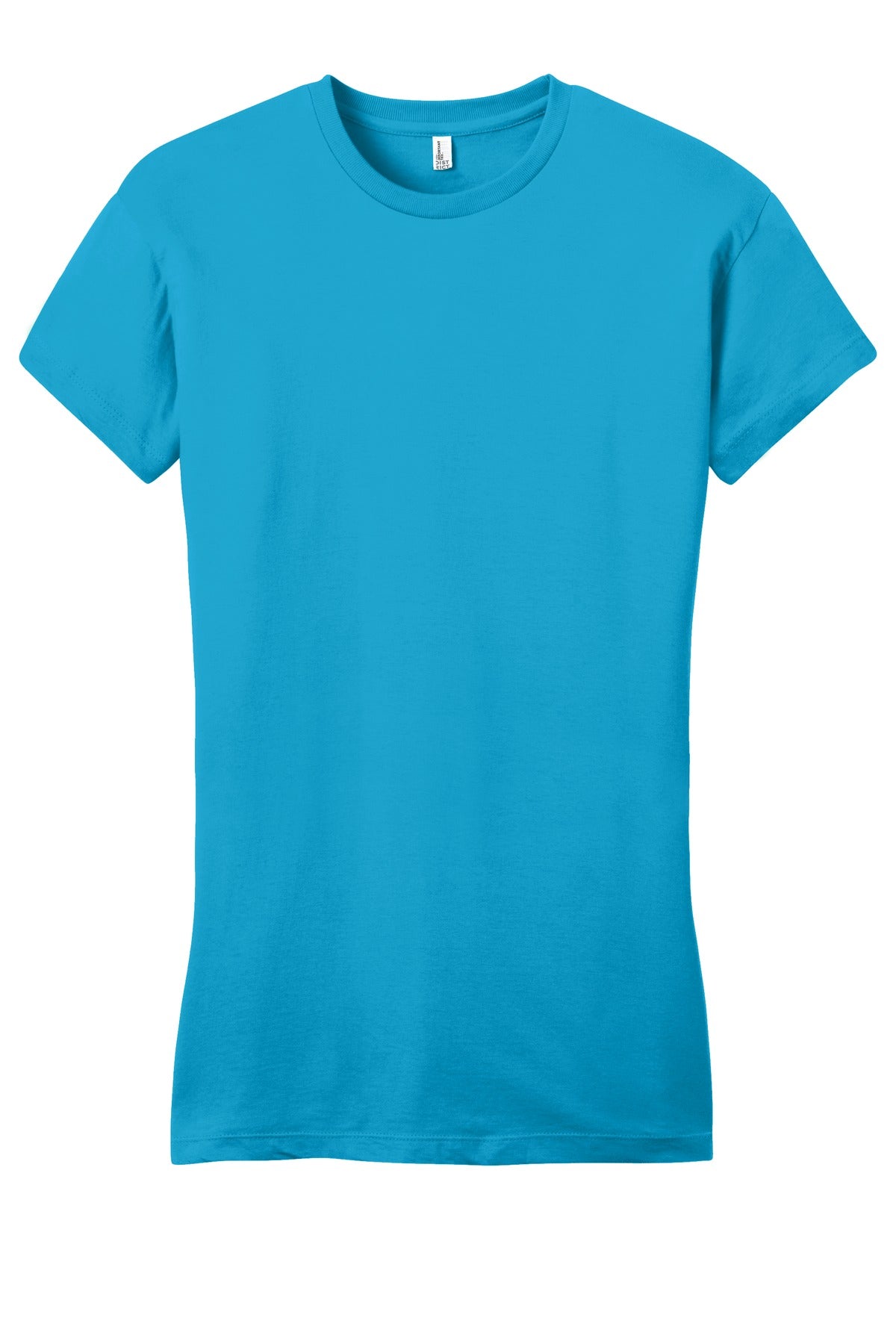 Front View of Lt Turquoise District Women's Fitted Very Important Tee . DT6001
