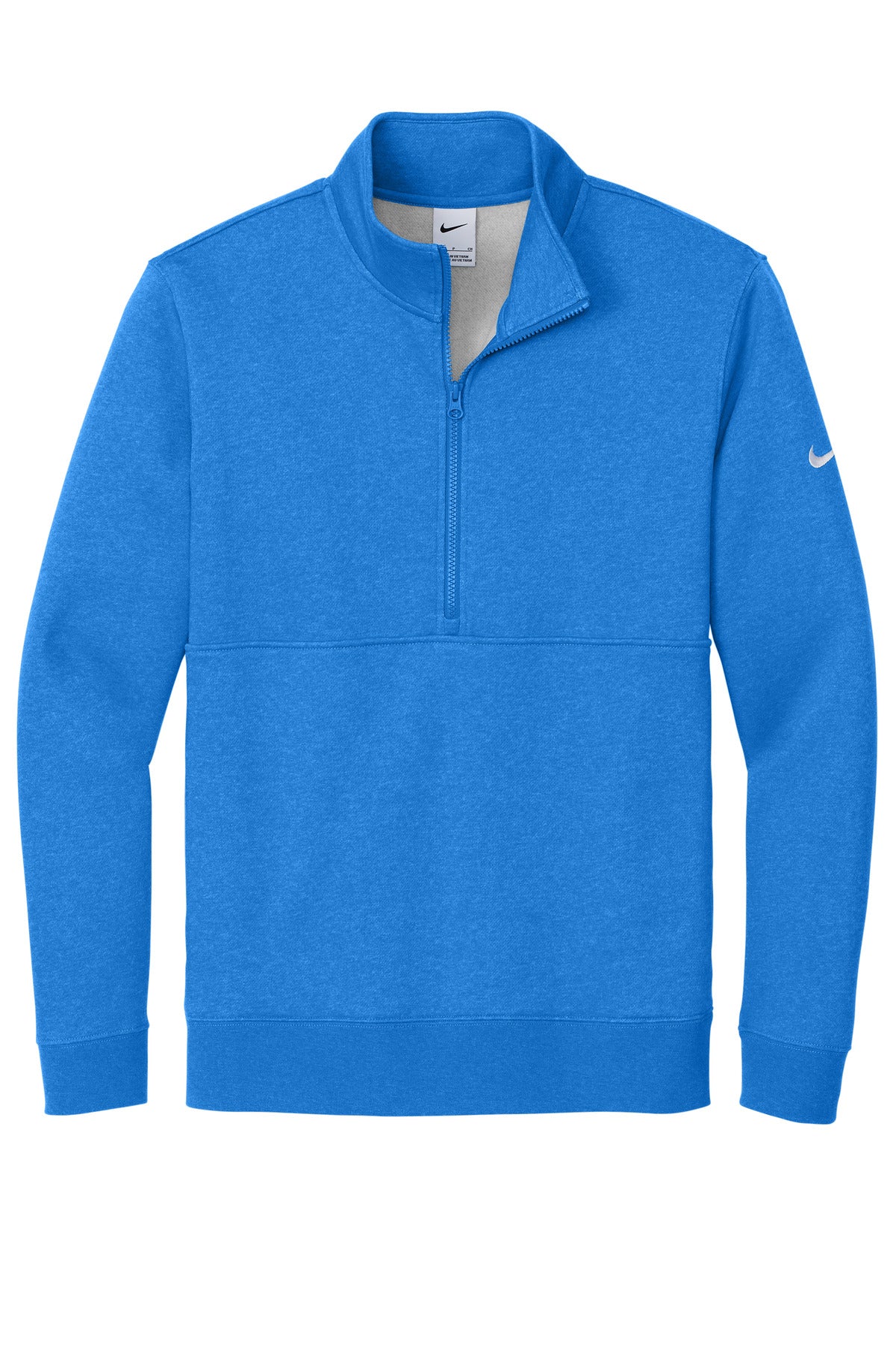 Front View of LtGameRyHt Nike Club Fleece Sleeve Swoosh 1/2-Zip NKDX6718