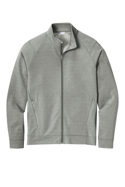 Front View of LtGreyHt Sport-Tek Sport-Wick Flex Fleece Full-Zip. ST560