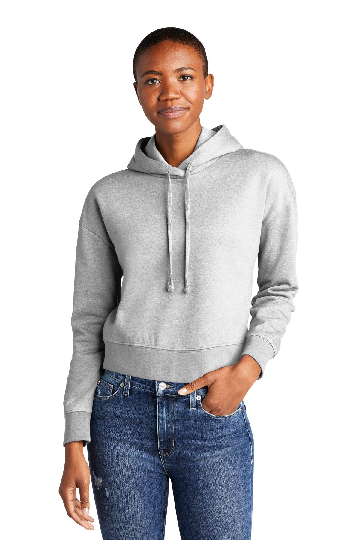 Front View of LtHtGry District Women's V.I.T. Fleece Hoodie DT6101