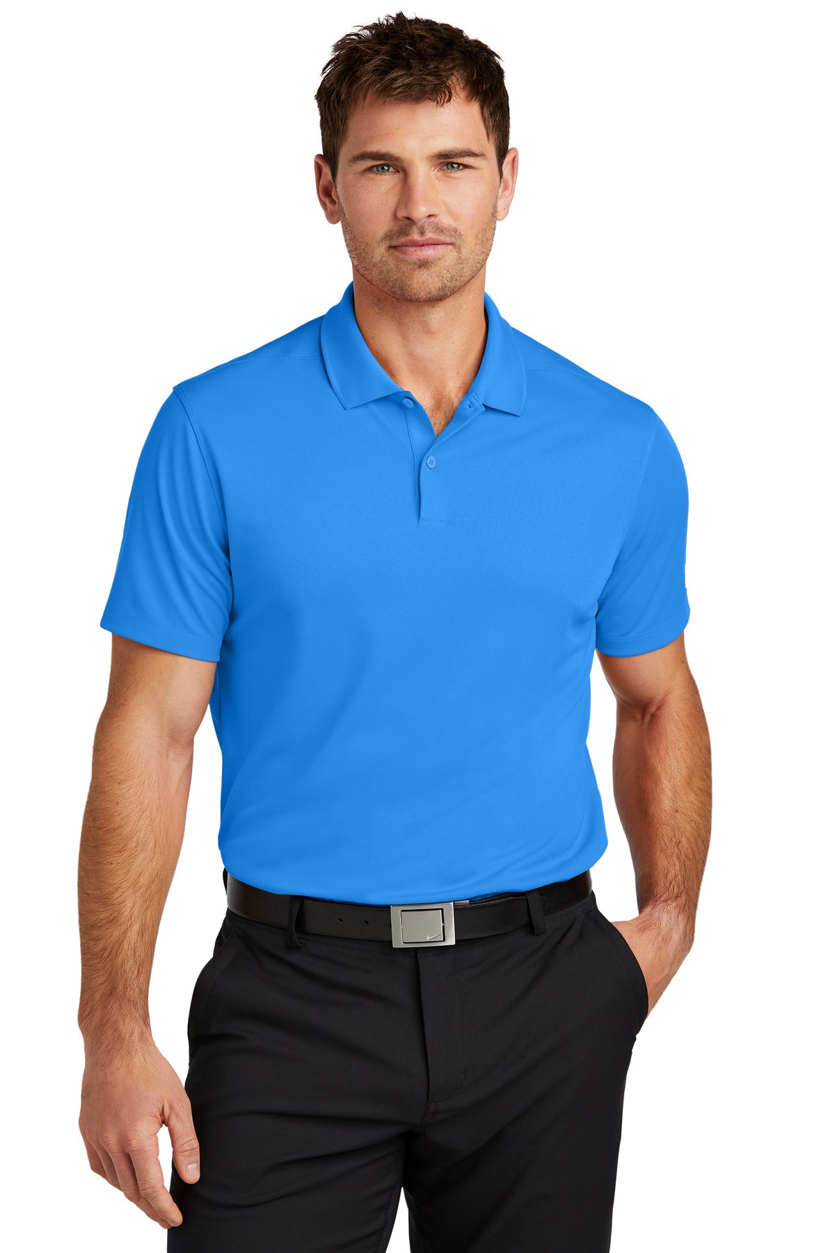 Front View of LtPhoBlue Nike Victory Solid Polo NKDX6684