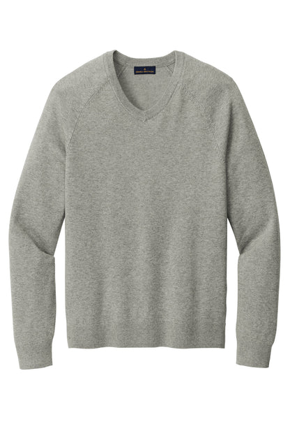 Front View of LtShdGyHtr Brooks Brothers Cotton Stretch V-Neck Sweater BB18400
