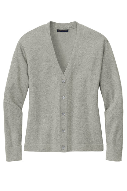 Front View of LtShdGyHtr Brooks Brothers Women's Cotton Stretch Cardigan Sweater BB18405