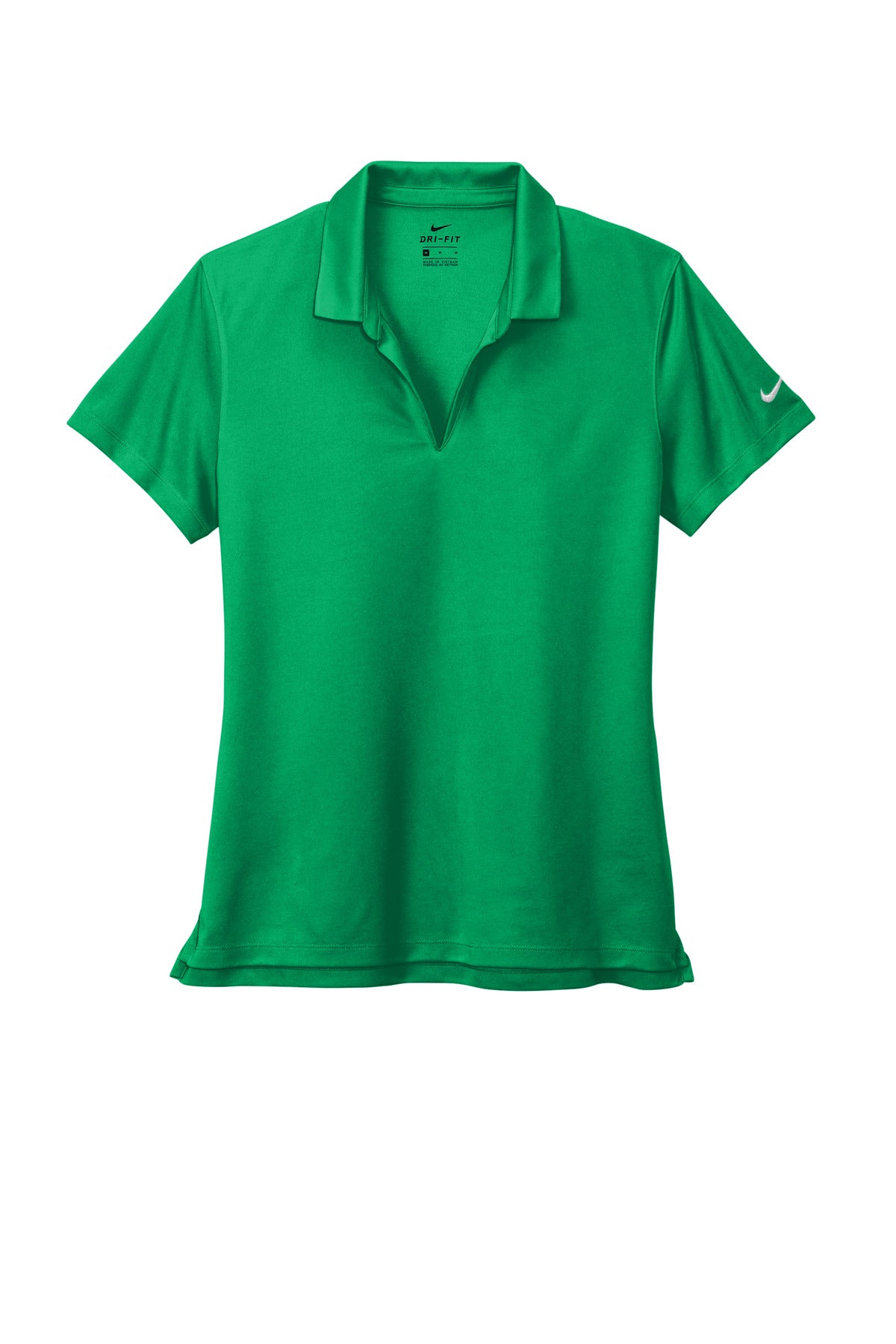 Front View of LucidGreen Nike Women's Dri-FIT Micro Pique 2.0 Polo NKDC1991