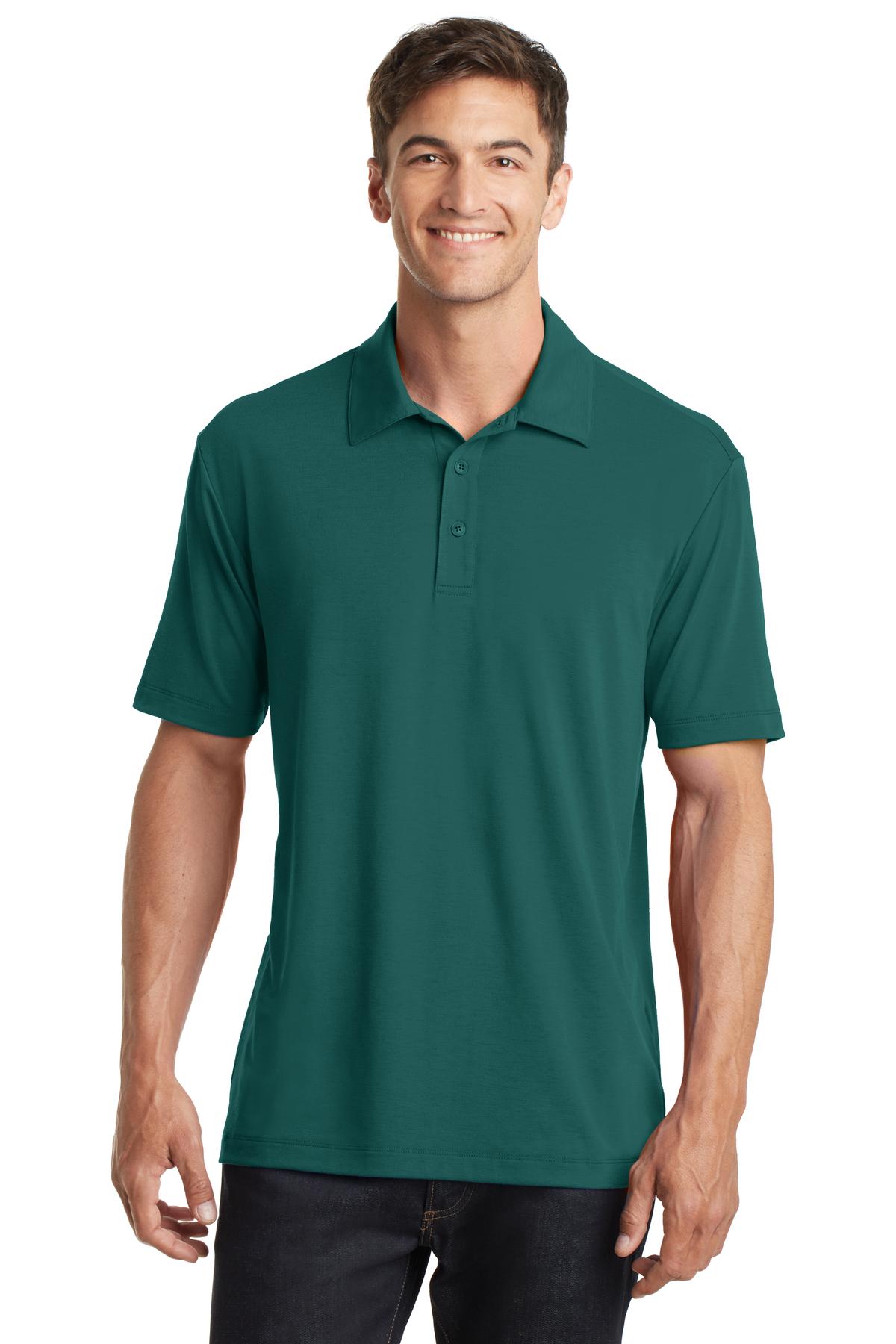 Front View of Lush Green Port Authority Cotton Touch Performance Polo. K568