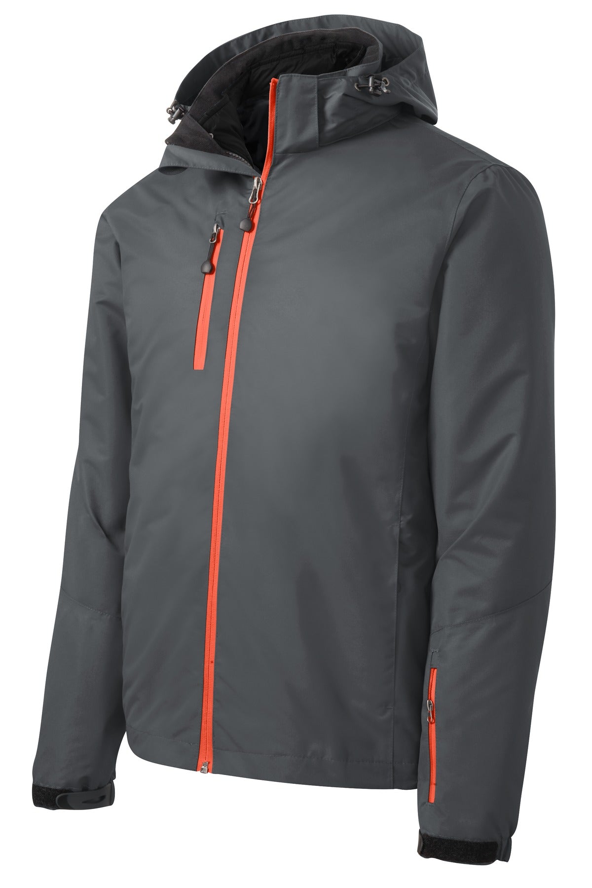 Front View of Magnet/Orange Port Authority Vortex Waterproof 3-in-1 Jacket. J332