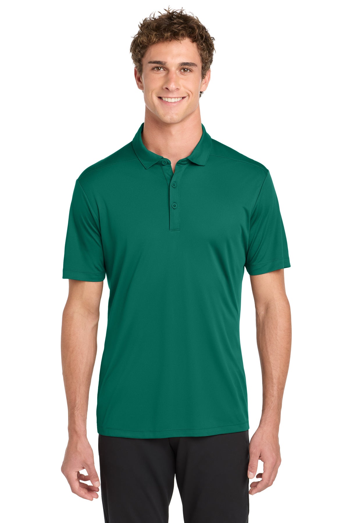 Front View of Marine Green Sport-Tek Posi-UV Pro Polo. ST520