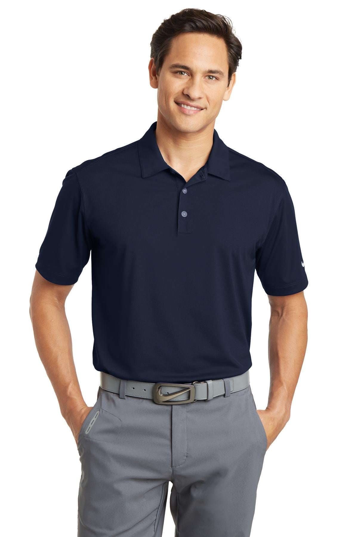 Front View of Marine Nike Dri-FIT Vertical Mesh Polo. 637167