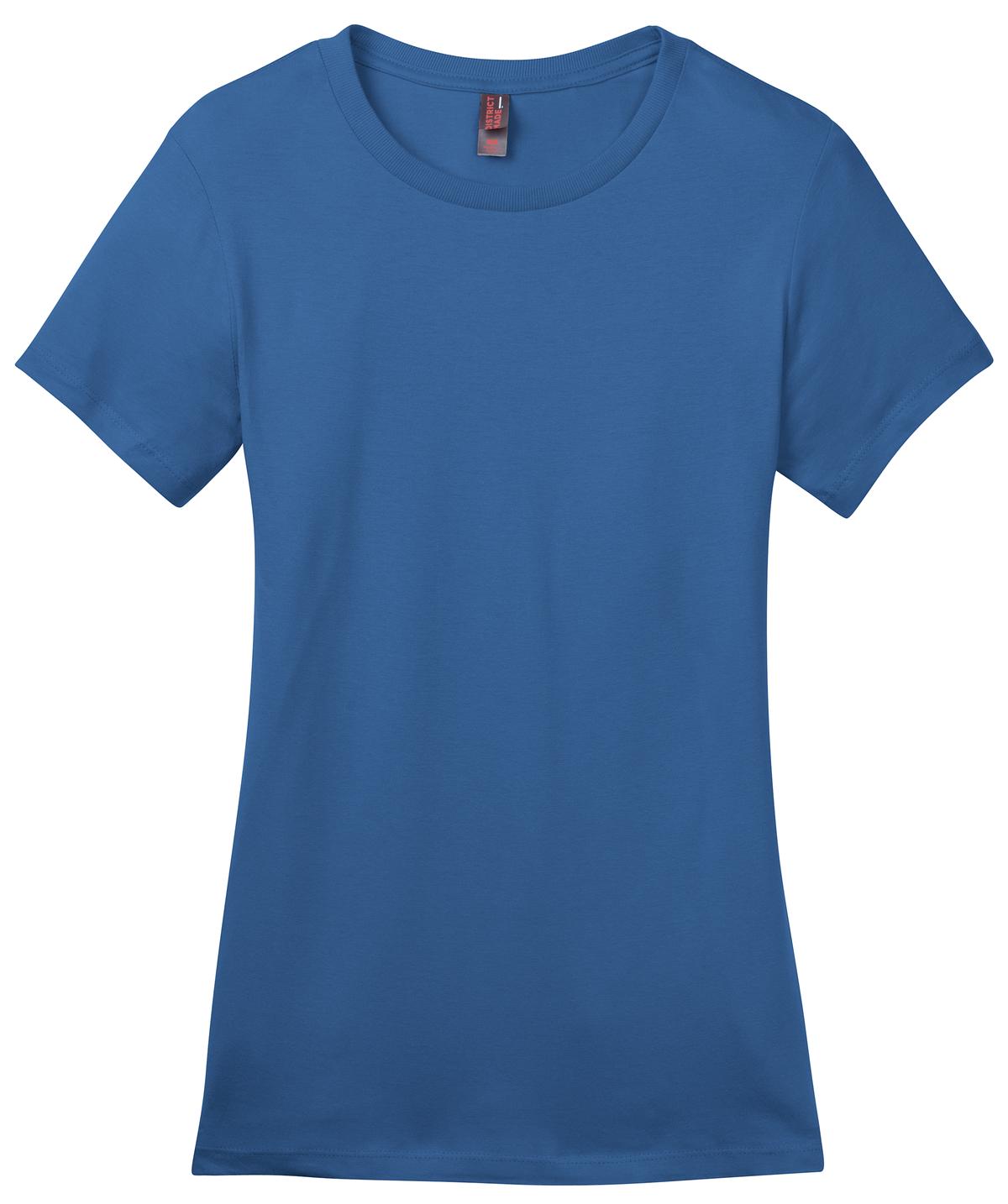 Front View of Maritime Blue District Women's Perfect Weight Tee. DM104L