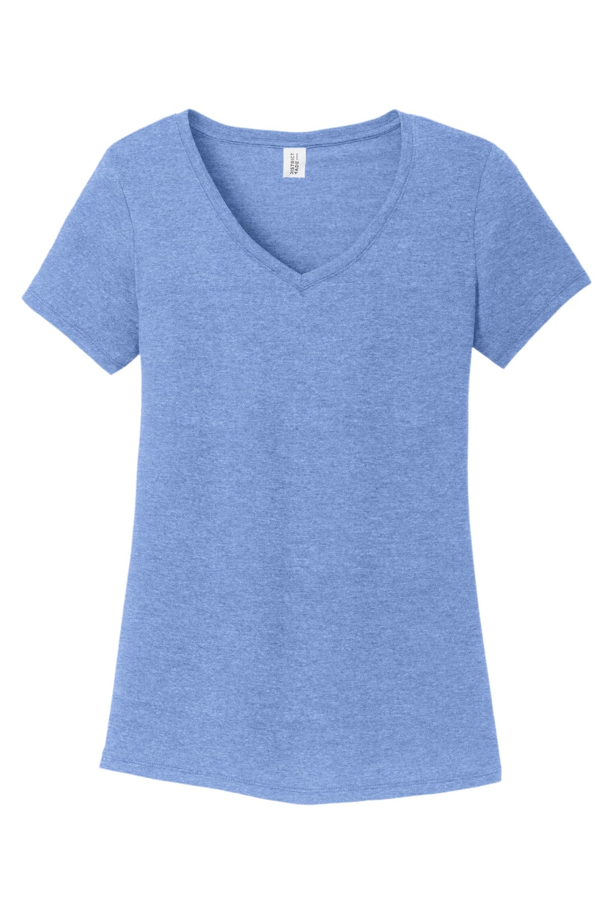 Front View of Maritime Frost District Women's Perfect Tri V-Neck Tee. DM1350L