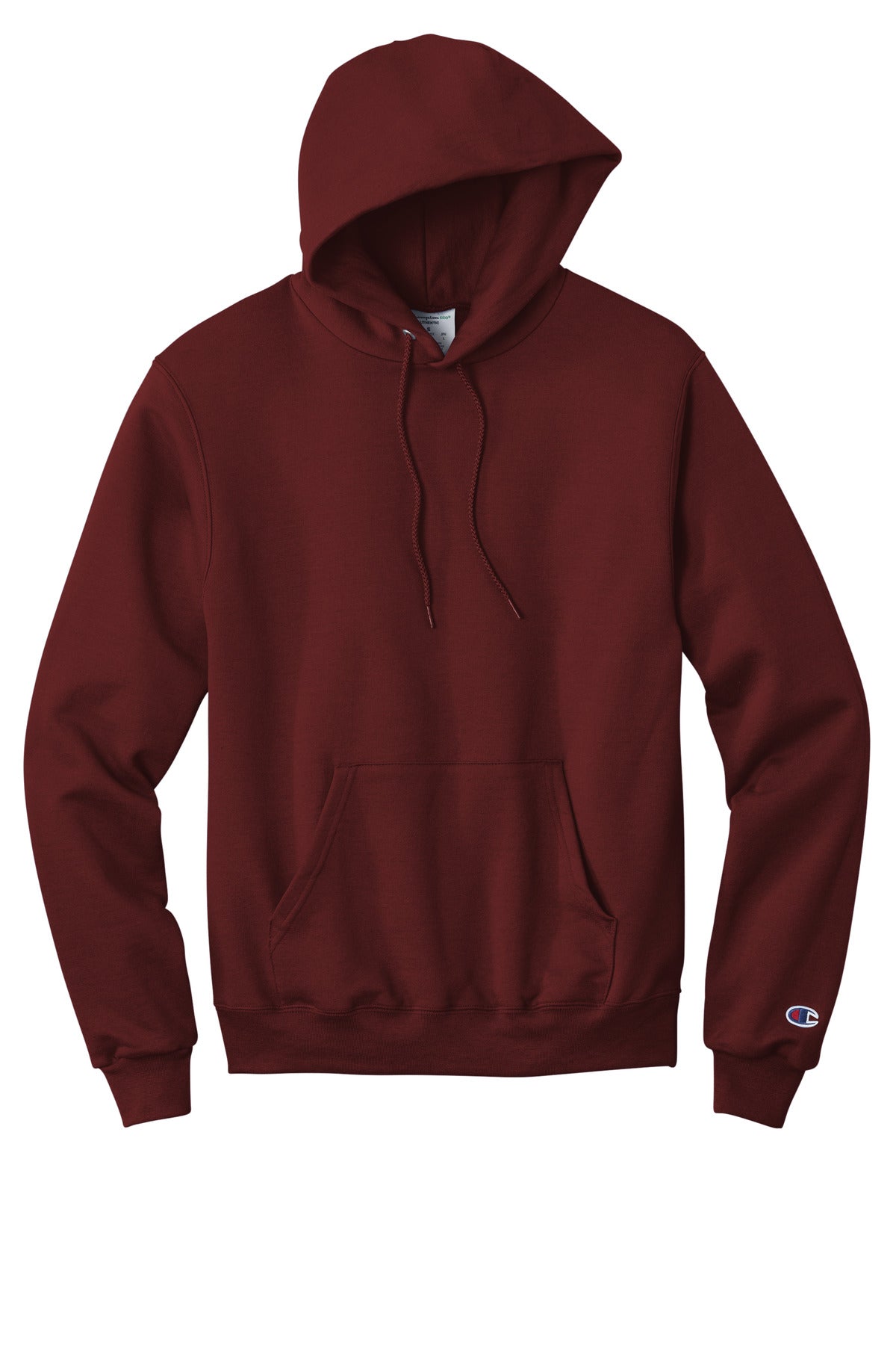 Front View of Maroon Champion Powerblend Pullover Hoodie. S700
