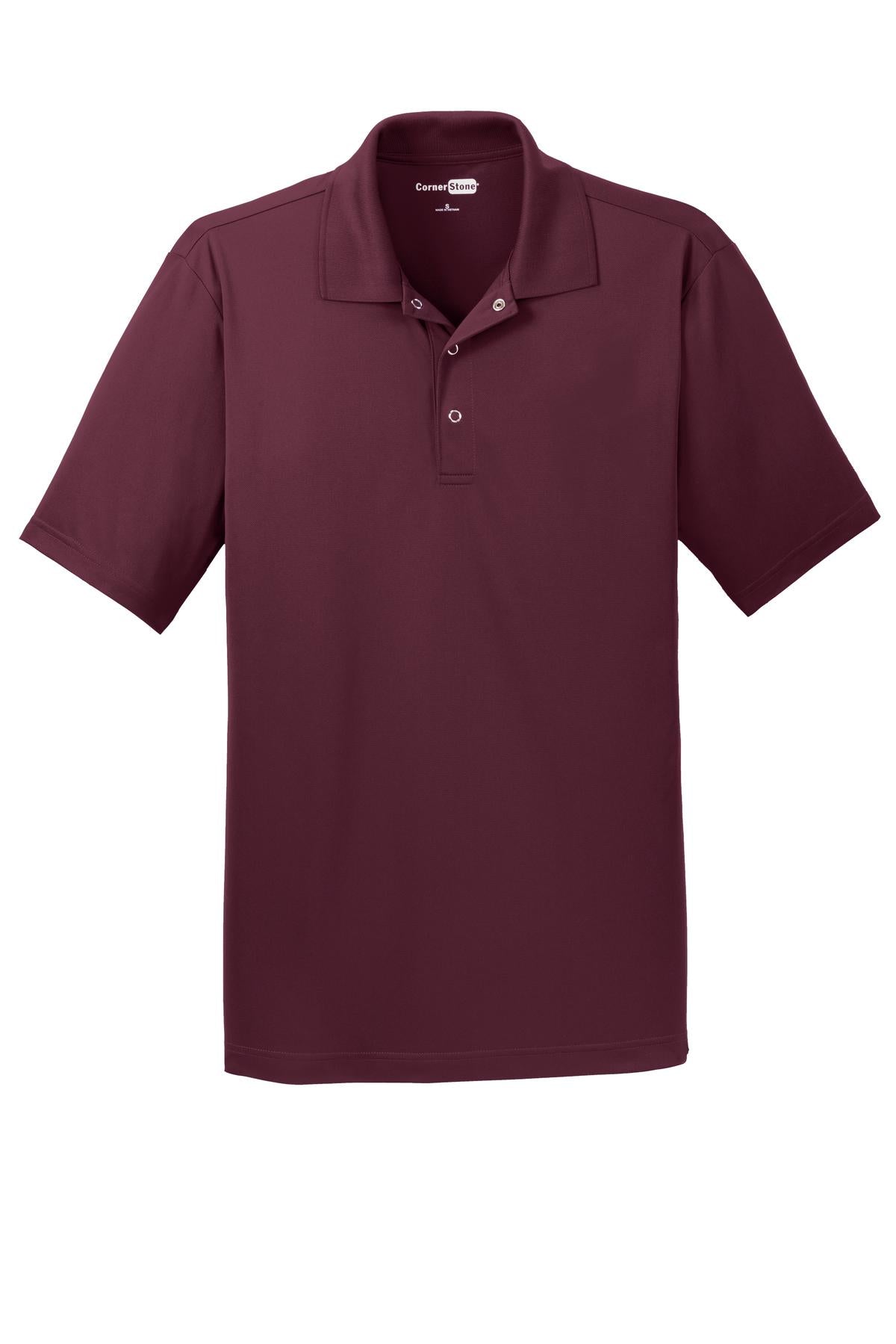 Front View of Maroon CornerStone Micropique Gripper Polo. CS421