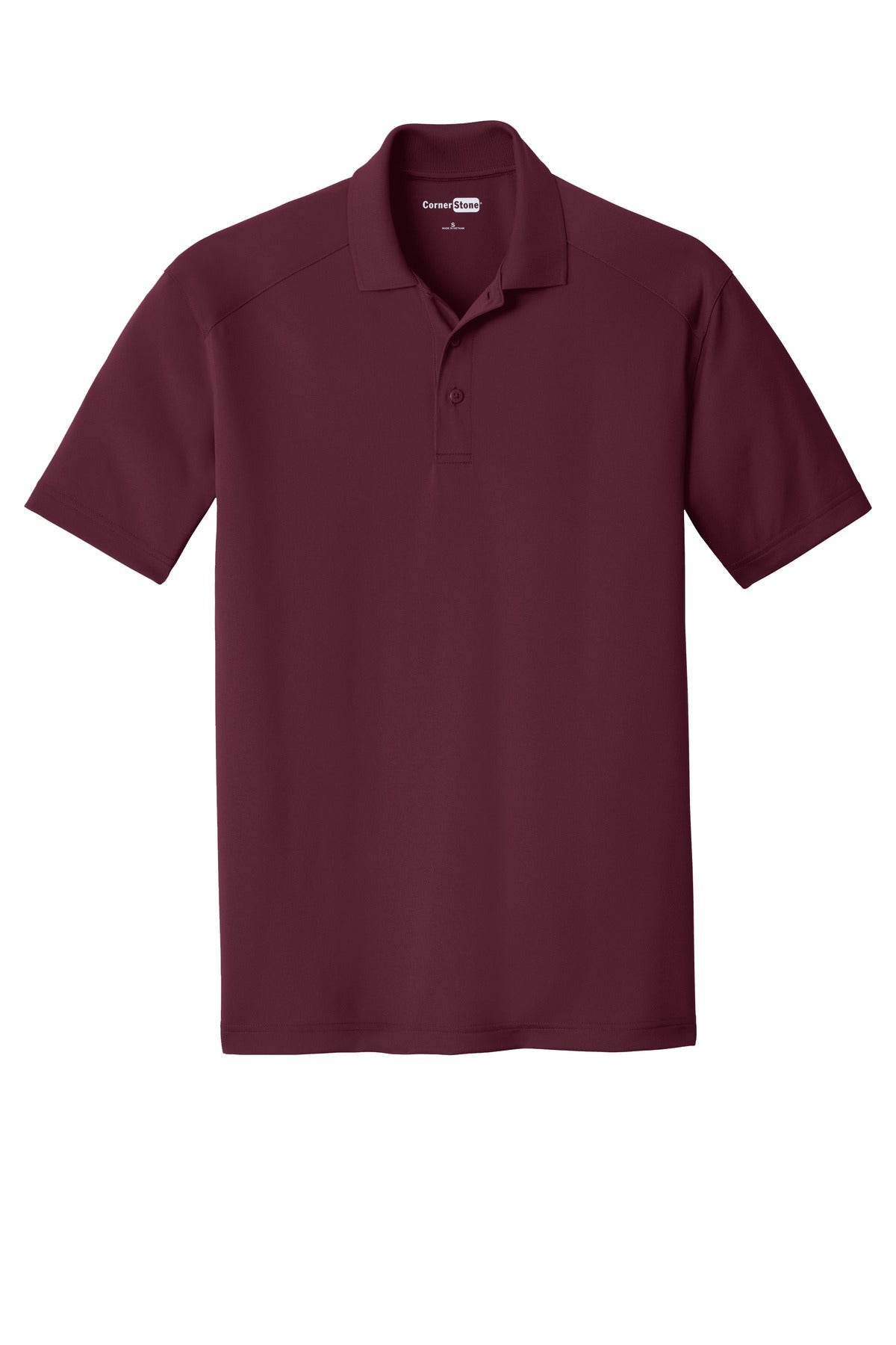 Front View of Maroon CornerStone Select Lightweight Snag-Proof Polo. CS418