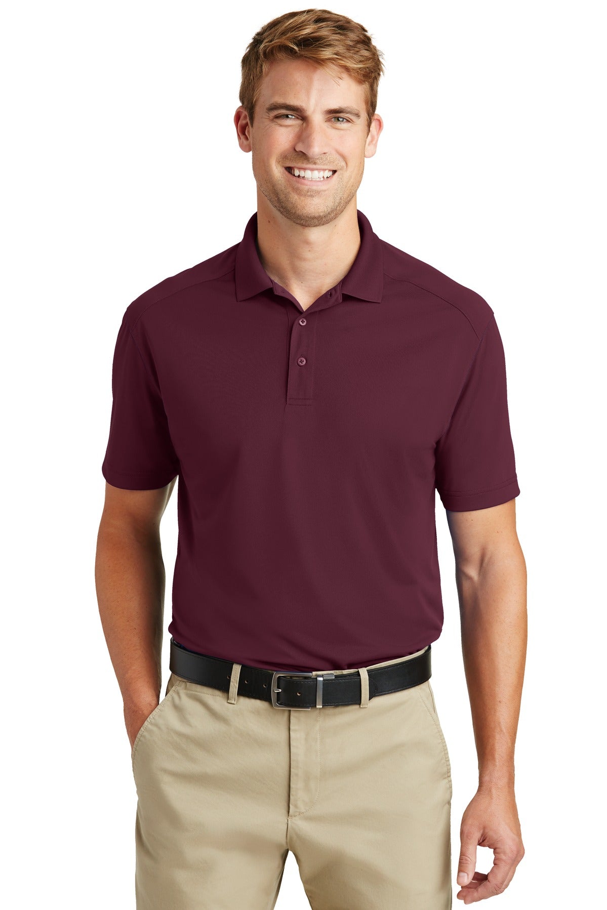 Front View of Maroon CornerStone Select Lightweight Snag-Proof Polo. CS418